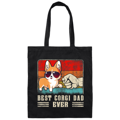 Retro Corgi, Best Corgi Dad Ever, Best Dog Dad Ever, Love Dad Canvas Tote Bag