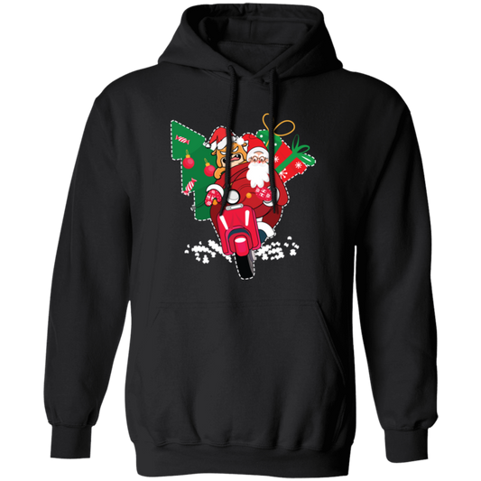 Santa With Angry Dog, Santa Ride Motorbike, Love Christmas, Merry Christmas, Trendy Christmas Pullover Hoodie