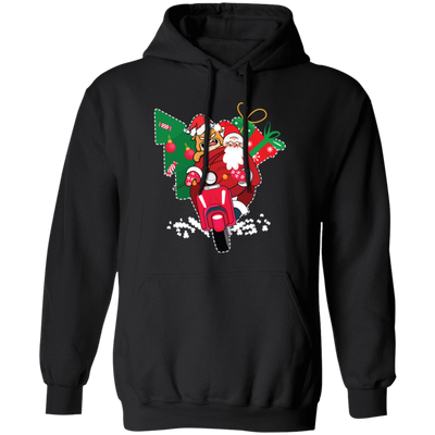 Santa With Angry Dog, Santa Ride Motorbike, Love Christmas, Merry Christmas, Trendy Christmas Pullover Hoodie