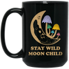 Stay Wild Moon Child, Mushroom Bushes, Groovy Moon Black Mug