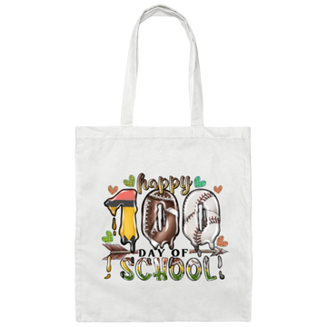 Happy Because Of My School, Love To Study, Happy 100 Days Of School Canvas Tote Bag