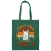 Retro Only You Drama Llama Can Prevent Drama Canvas Tote Bag