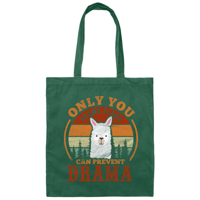 Retro Only You Drama Llama Can Prevent Drama Canvas Tote Bag