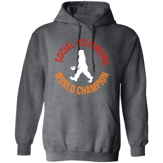 Bigfoot Gift, Social Distancing, World Champion, Retro Bigfoot Pullover Hoodie