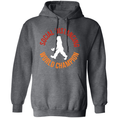 Bigfoot Gift, Social Distancing, World Champion, Retro Bigfoot Pullover Hoodie