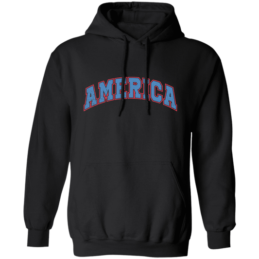 America Text, American Patriotic, 4th July Retro, 4th July Pullover Hoodie