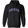 America Text, American Patriotic, 4th July Retro, 4th July Pullover Hoodie