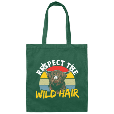 Cattle Cow, Respect The Wild Hair, Retro Cow Gift, Cow Wildlife, Love Cow Canvas Tote Bag
