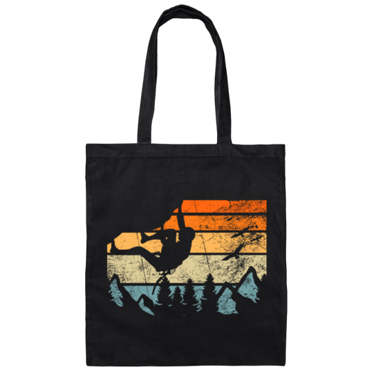 Retro Boulderer, Bouldering Lover, Vintage Mountain Canvas Tote Bag