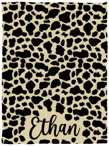 Cowhide Pattern Blanket, Cow Skin Blanket, Custom Name Blanket