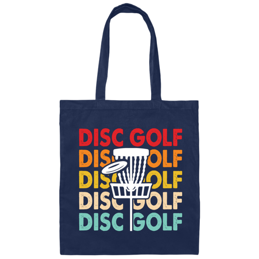 Disc Golf Game, Retro Disc Golf, Through The Disc To The Basket Canvas Tote Bag