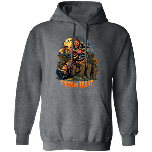 Trick Or Treat, Man Hold Axe, Halloween Night Pullover Hoodie