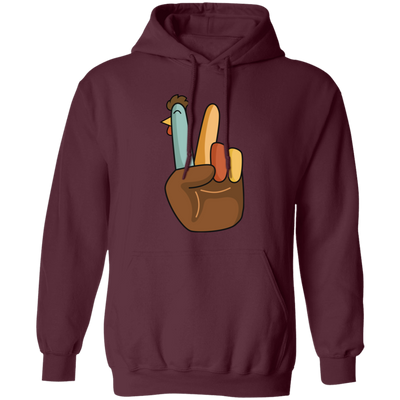 Hi Fall, Thanksgiving's Day, Peace Sign, Peace Sign Turkey, Funny Turkey, Turkey's Day Pullover Hoodie