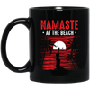 Namaste At The Beach, Retro Yoga, Yoga On Seaside Black Mug