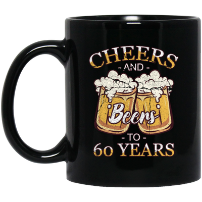 Cheers For 60 Years Old, Love 60th Birthday, Love Beer, Best 60th Birthday Black Mug