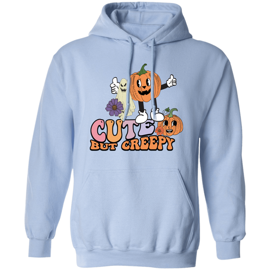 Cute But Creepy, Pumpkin And Ghost, Creepy Pumpkin Pullover Hoodie