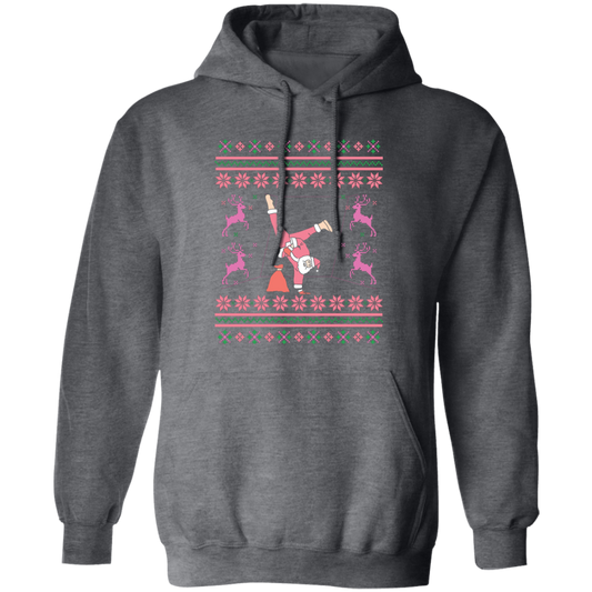 Pinky Santa, Hip Hop Santa, Santa Breakdance, Xmas Pattern, Merry Christmas, Trendy Christmas Pullover Hoodie