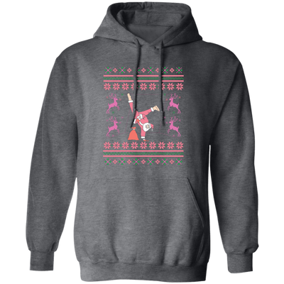 Pinky Santa, Hip Hop Santa, Santa Breakdance, Xmas Pattern, Merry Christmas, Trendy Christmas Pullover Hoodie