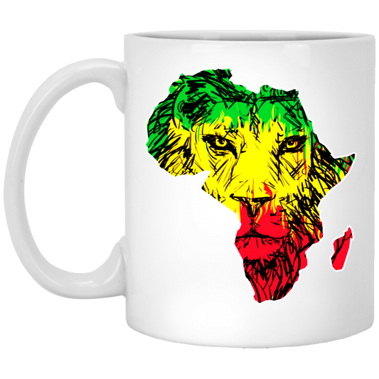 Africa Love Gift, Lion In Africa Map, Black History Gift, My Love Matter White Mug