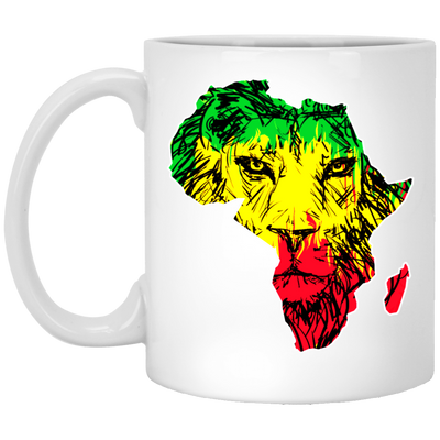 Africa Love Gift, Lion In Africa Map, Black History Gift, My Love Matter White Mug
