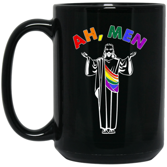 Jesus And LGBT, Ah Men, Funny Jesus, Gay Gift, Best For Gay Black Mug