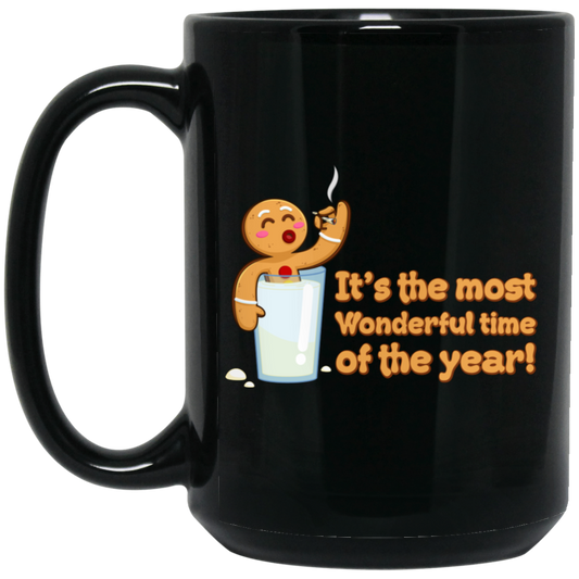 It's The Most Wonderful Time of The Year, Chilling Gingerbread, Merry Christmas, Trendy Christmas Black Mug