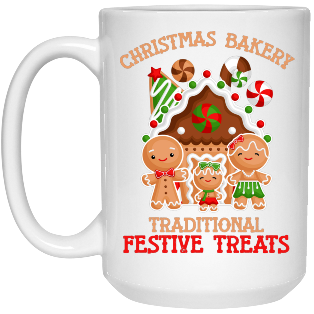 Christmas Bakery, Traditional Festive Treats, Gingerbread Family, Merry Christmas, Trendy Christmas White Mug