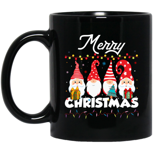 Gnome Xmas, Set Of Gnome, Cute Gnome, Xmas Lights, Merry Christmas, Trendy Christmas Black Mug