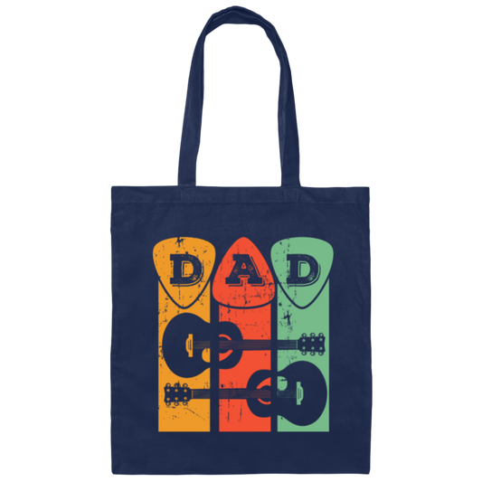 Retro Guitar Pick, Guitarist Gift, Dad Gift Canvas Tote Bag