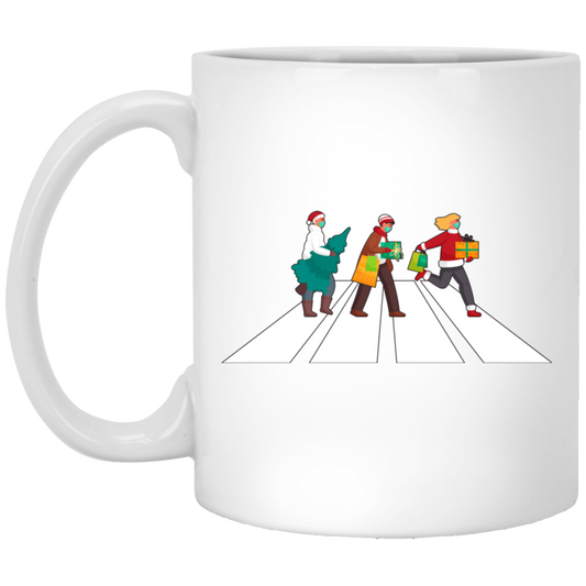 Merry Xmas, Happy Man Cross The Road, Cross On A Street White Mug