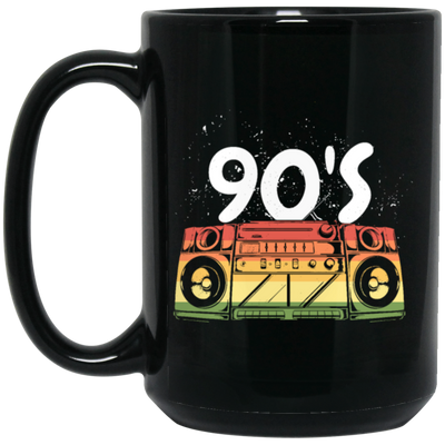 90s Boombox Radio, Old School Retro, Best 90s Birthday, 90s Love Gift Black Mug