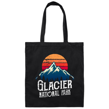 Retro Glacier National Park Montana Mountain Canvas Tote Bag