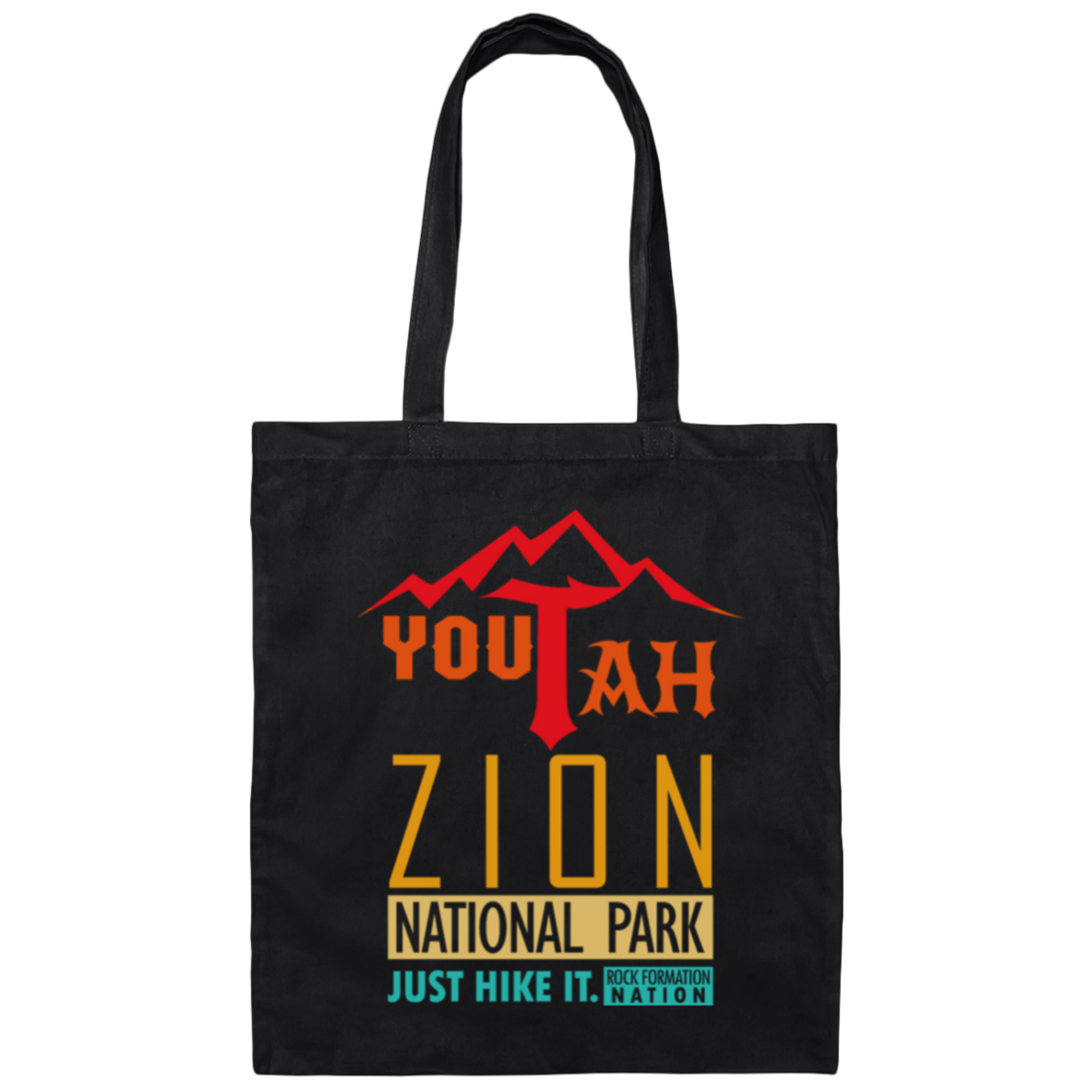 Zion National Park - YOUTAH Rock Formation Nation, Retro Zion National Park Canvas Tote Bag