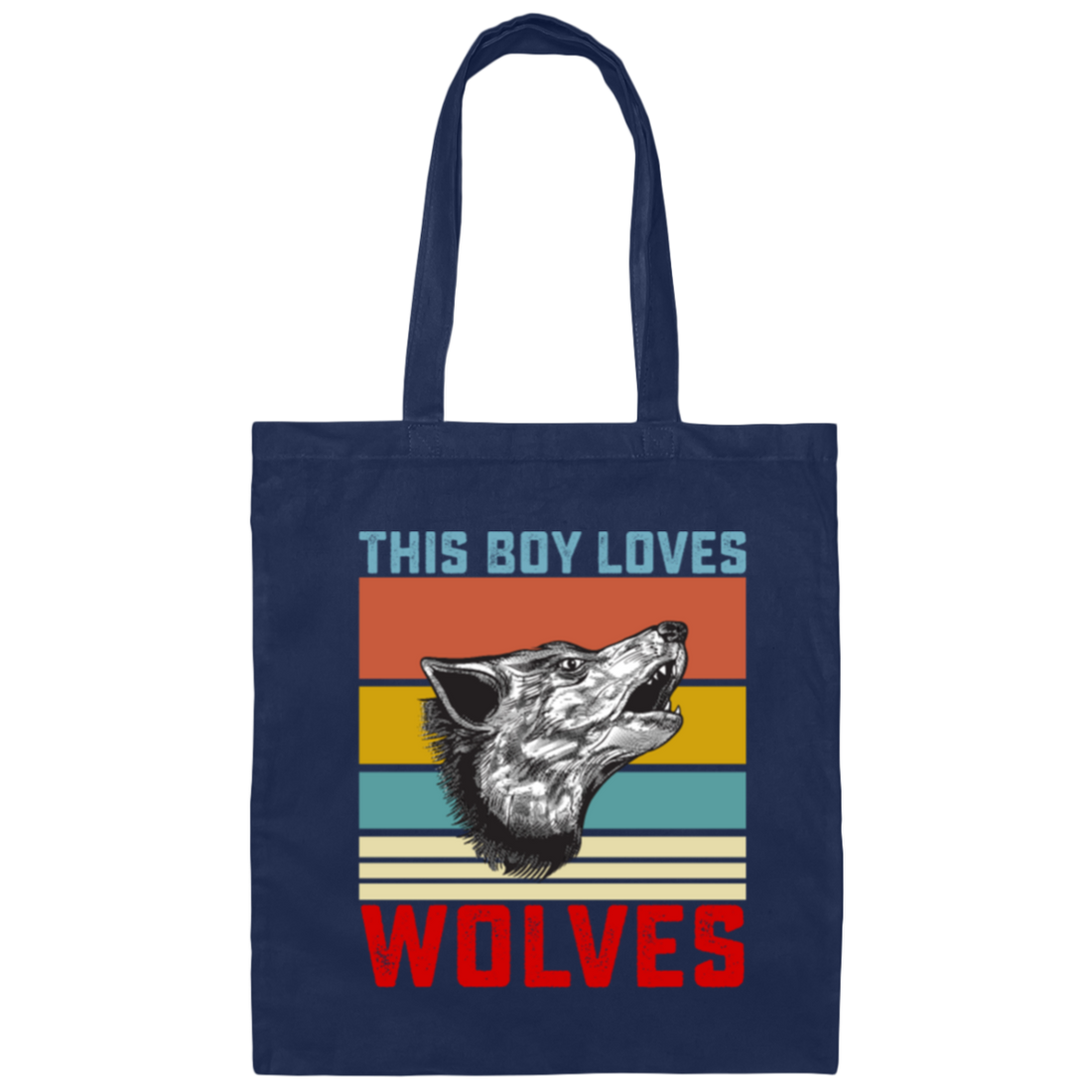 Retro Wolves Lover, This Boy Loves Wolves, Wolves Best Vintage Gift Canvas Tote Bag