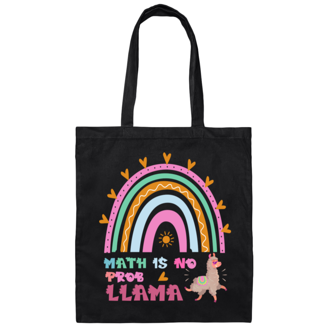Math Is No Problem, No Prob-llama, Math Rainbow Canvas Tote Bag