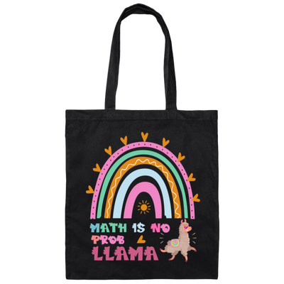 Math Is No Problem, No Prob-llama, Math Rainbow Canvas Tote Bag