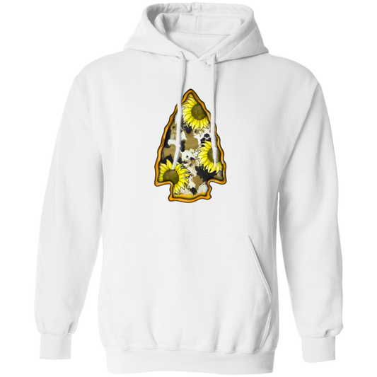 Cowhide And Sunflower Arrowhead, Love To Go Hunting, Love Hunter Pullover Hoodie