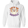 Bring Halloween cheer to your wardrobe with this Let's Go Ghouls, 3 Boos, Funny Boo, Groovy Halloween Pullover Hoodie. This hoodie has Let's Go Ghouls printed large across the front, and three small boos placed around it. A fun and festive Halloween design for everyone to enjoy.