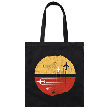 Black And White Aircraft With Circle Jet Fighter Jet Christmas Flying Gift Canvas Tote Bag