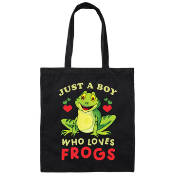 Just A Boy Who Love Frogs, I Love Frog, Funny Frog Canvas Tote Bag