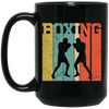 Boxing Lover, Love Boxing, Boxing Silhouette, Retro Boxing Black Mug