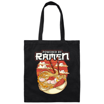Cute Japanese Noodle Gift, Funny Anime Gift, Kawaii Powered By Ramen Canvas Tote Bag