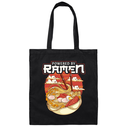 Cute Japanese Noodle Gift, Funny Anime Gift, Kawaii Powered By Ramen Canvas Tote Bag