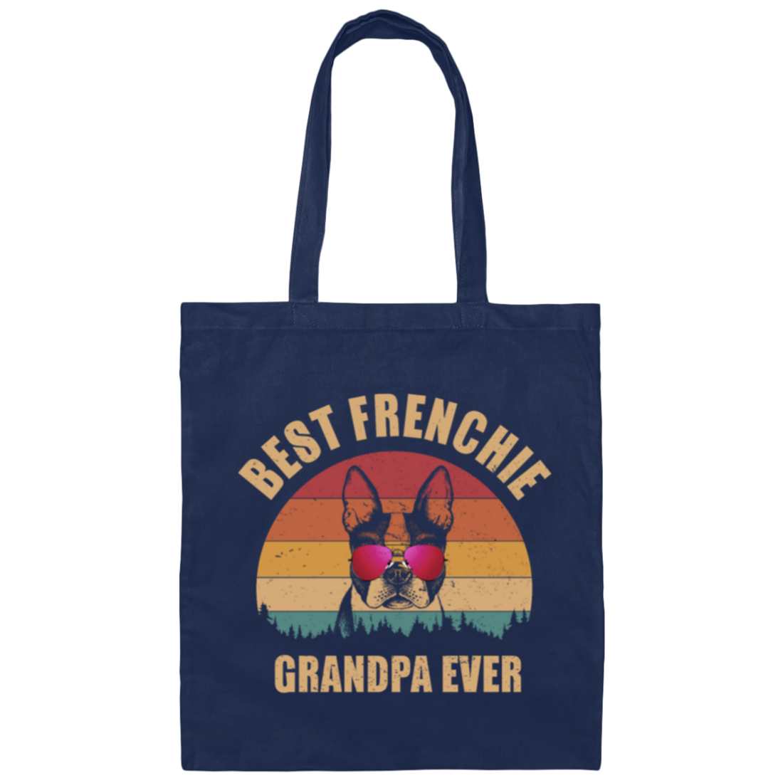 Retro Best Frenchie Grandpa Ever, Bulldog Lover Canvas Tote Bag