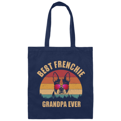 Retro Best Frenchie Grandpa Ever, Bulldog Lover Canvas Tote Bag