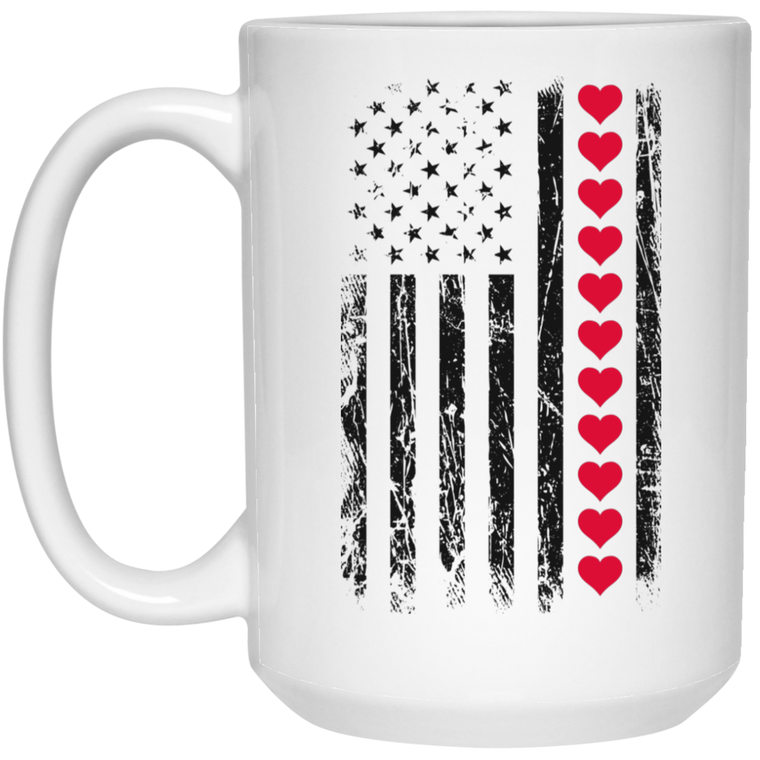 American Flag, American Lover, Heart Flag, Love American White Mug
