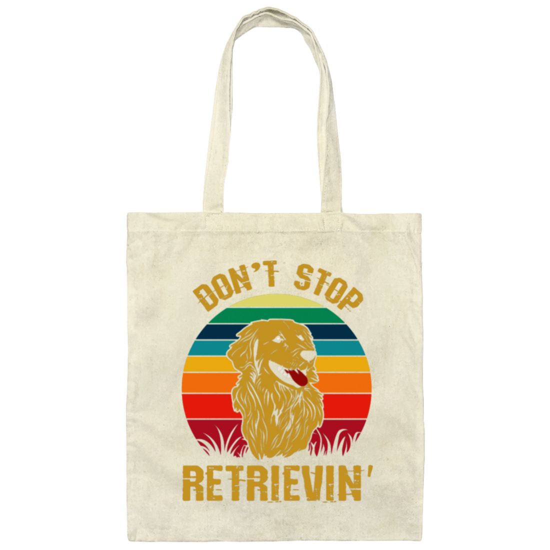Golden Lover, Retriever Dog, Retro Golden, Don't Stop Retrieving Canvas Tote Bag