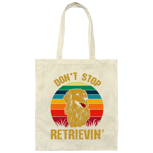 Golden Lover, Retriever Dog, Retro Golden, Don't Stop Retrieving Canvas Tote Bag