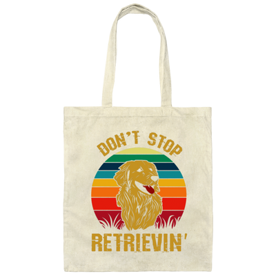 Golden Lover, Retriever Dog, Retro Golden, Don't Stop Retrieving Canvas Tote Bag