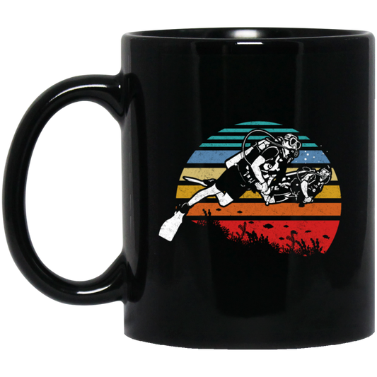 Diving Retro, Vintage Diving, Instructor Hobby, Dive Is My Hobby Black Mug